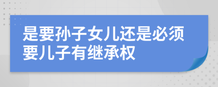 是要孙子女儿还是必须要儿子有继承权