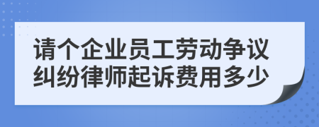 请个企业员工劳动争议纠纷律师起诉费用多少