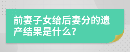 前妻子女给后妻分的遗产结果是什么？