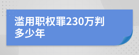 滥用职权罪230万判多少年