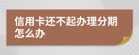 信用卡还不起办理分期怎么办