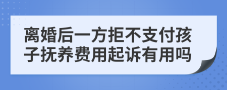 离婚后一方拒不支付孩子抚养费用起诉有用吗