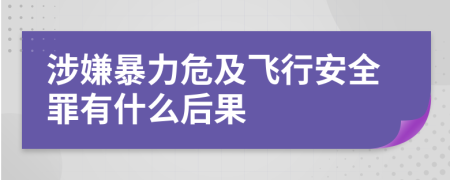 涉嫌暴力危及飞行安全罪有什么后果