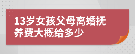 13岁女孩父母离婚抚养费大概给多少