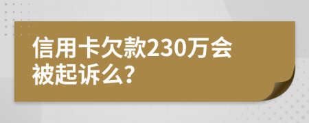 信用卡欠款230万会被起诉么？