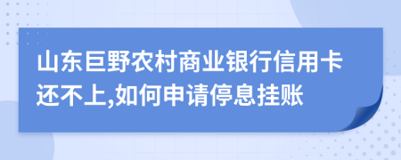 山东巨野农村商业银行信用卡还不上,如何申请停息挂账