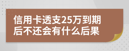 信用卡透支25万到期后不还会有什么后果