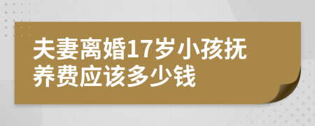 夫妻离婚17岁小孩抚养费应该多少钱
