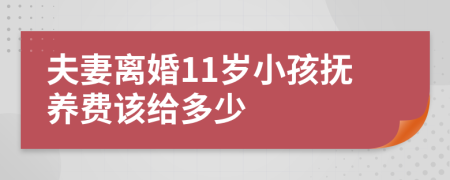 夫妻离婚11岁小孩抚养费该给多少