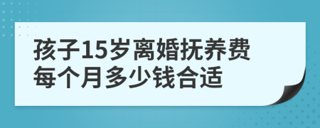 孩子15岁离婚抚养费每个月多少钱合适