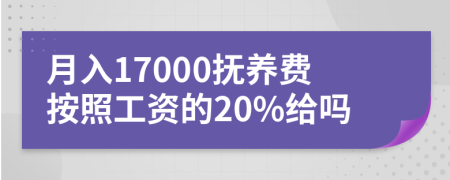 月入17000抚养费按照工资的20%给吗
