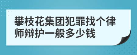 攀枝花集团犯罪找个律师辩护一般多少钱