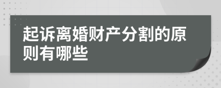 起诉离婚财产分割的原则有哪些