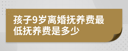 孩子9岁离婚抚养费最低抚养费是多少