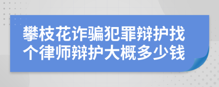 攀枝花诈骗犯罪辩护找个律师辩护大概多少钱