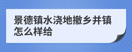 景德镇水浇地撤乡并镇怎么样给