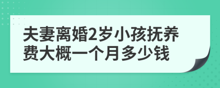 夫妻离婚2岁小孩抚养费大概一个月多少钱