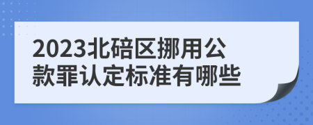 2023北碚区挪用公款罪认定标准有哪些