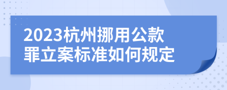 2023杭州挪用公款罪立案标准如何规定