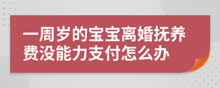 一周岁的宝宝离婚抚养费没能力支付怎么办