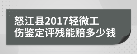 怒江县2017轻微工伤鉴定评残能赔多少钱