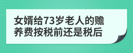 女婿给73岁老人的赡养费按税前还是税后