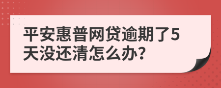 平安惠普网贷逾期了5天没还清怎么办？