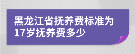 黑龙江省抚养费标准为17岁抚养费多少