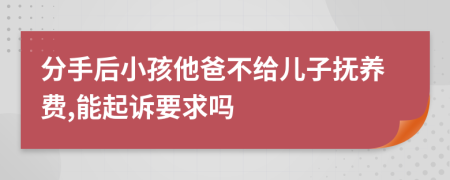 分手后小孩他爸不给儿子抚养费,能起诉要求吗