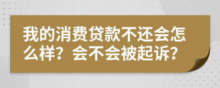 我的消费贷款不还会怎么样？会不会被起诉？