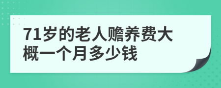 71岁的老人赡养费大概一个月多少钱