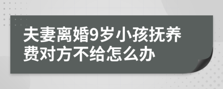 夫妻离婚9岁小孩抚养费对方不给怎么办