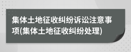 集体土地征收纠纷诉讼注意事项(集体土地征收纠纷处理)