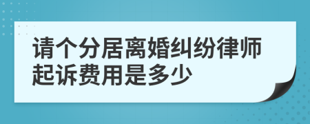 请个分居离婚纠纷律师起诉费用是多少