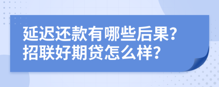 延迟还款有哪些后果？招联好期贷怎么样？