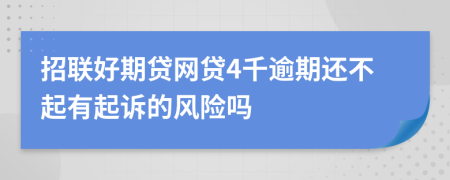 招联好期贷网贷4千逾期还不起有起诉的风险吗