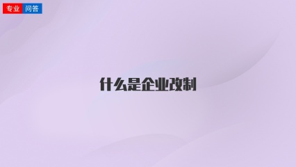 什么是企业改制