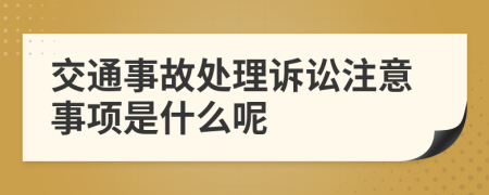 交通事故处理诉讼注意事项是什么呢