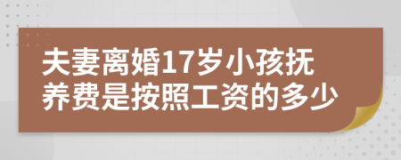 夫妻离婚17岁小孩抚养费是按照工资的多少