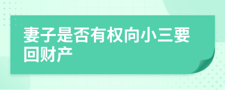 妻子是否有权向小三要回财产