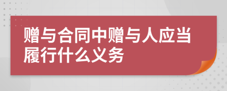 赠与合同中赠与人应当履行什么义务