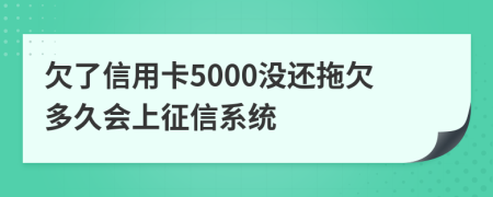 欠了信用卡5000没还拖欠多久会上征信系统
