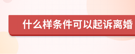 什么样条件可以起诉离婚