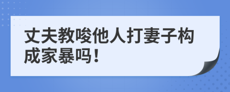 丈夫教唆他人打妻子构成家暴吗！