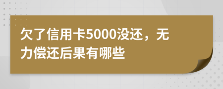 欠了信用卡5000没还，无力偿还后果有哪些