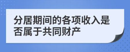 分居期间的各项收入是否属于共同财产