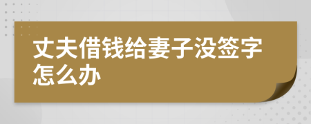 丈夫借钱给妻子没签字怎么办
