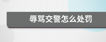 辱骂交警怎么处罚
