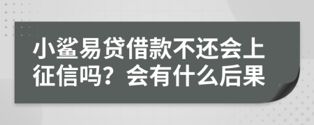 小鲨易贷借款不还会上征信吗？会有什么后果