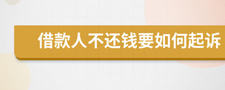 借款人不还钱要如何起诉